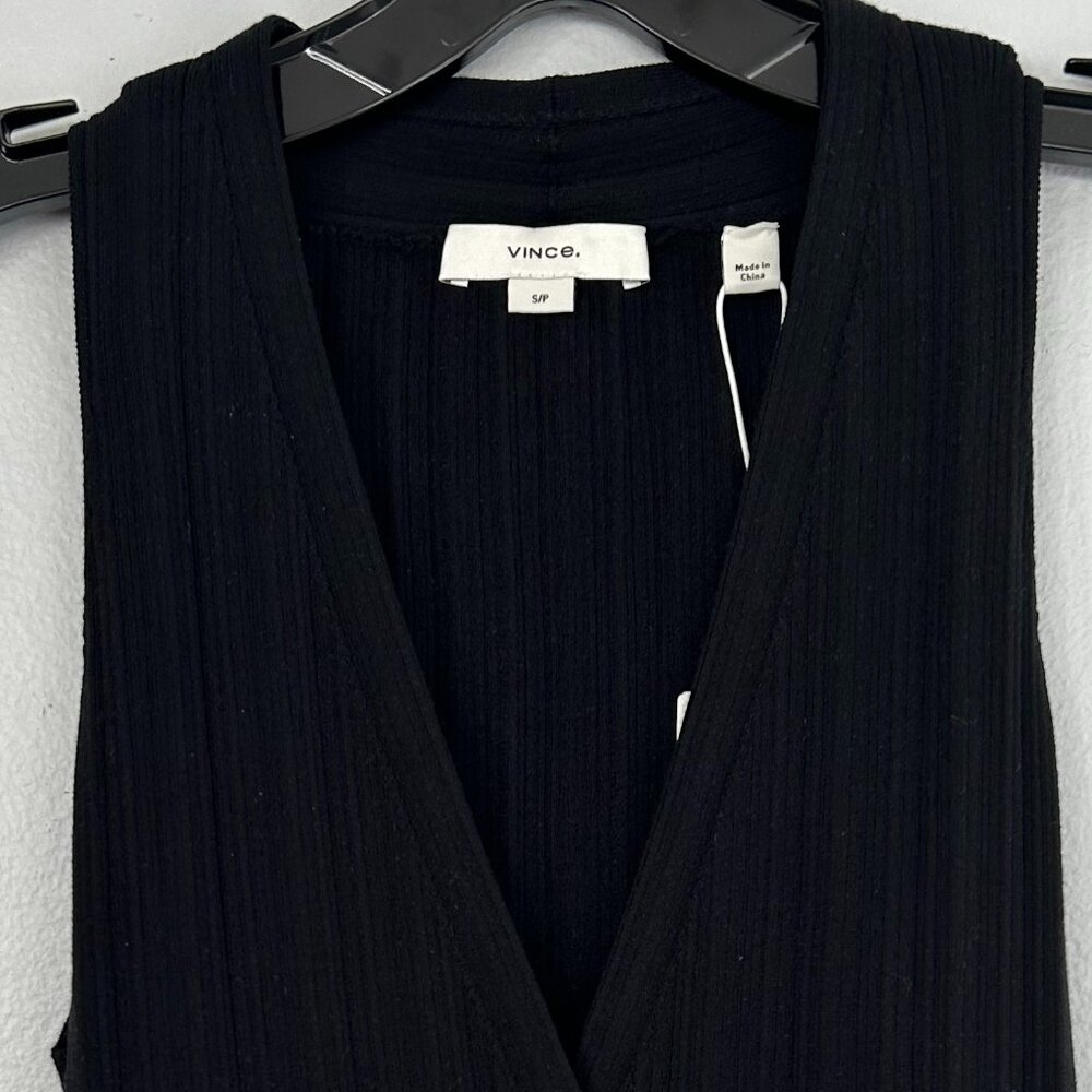 VINCE Rib Button-Up Cotton Sweater Vest